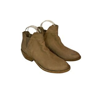 Dolce Vita Zabi Ankle‎ Boots Tan Suede Size 6 Pull On Block Heel